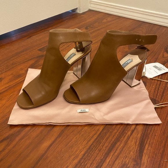 Prada Brown Leather Heeled Sandals - IT 40 - Picture 8 of 16